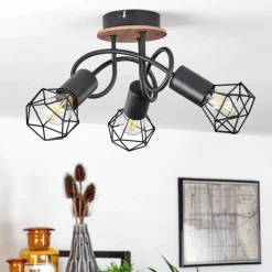 Plafonnier Borio Brun, Noir, 3 Lumieres