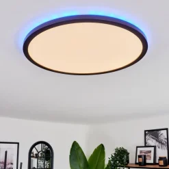 Plafonnier Boyero Led Noir, 2 Lumieres, Telecommandes, Changeur De Couleurs