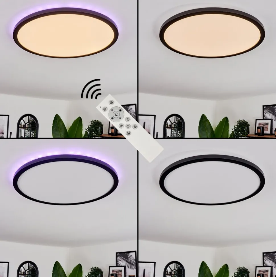 Plafonnier Boyero Led Noir, 2 Lumieres, Telecommandes, Changeur De Couleurs