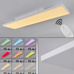 Plafonnier Buenaventura Led Blanc, 1 Lumiere, Telecommandes, Changeur De Couleurs