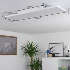 Plafonnier Buenaventura Led Blanc, 1 Lumiere, Telecommandes, Changeur De Couleurs