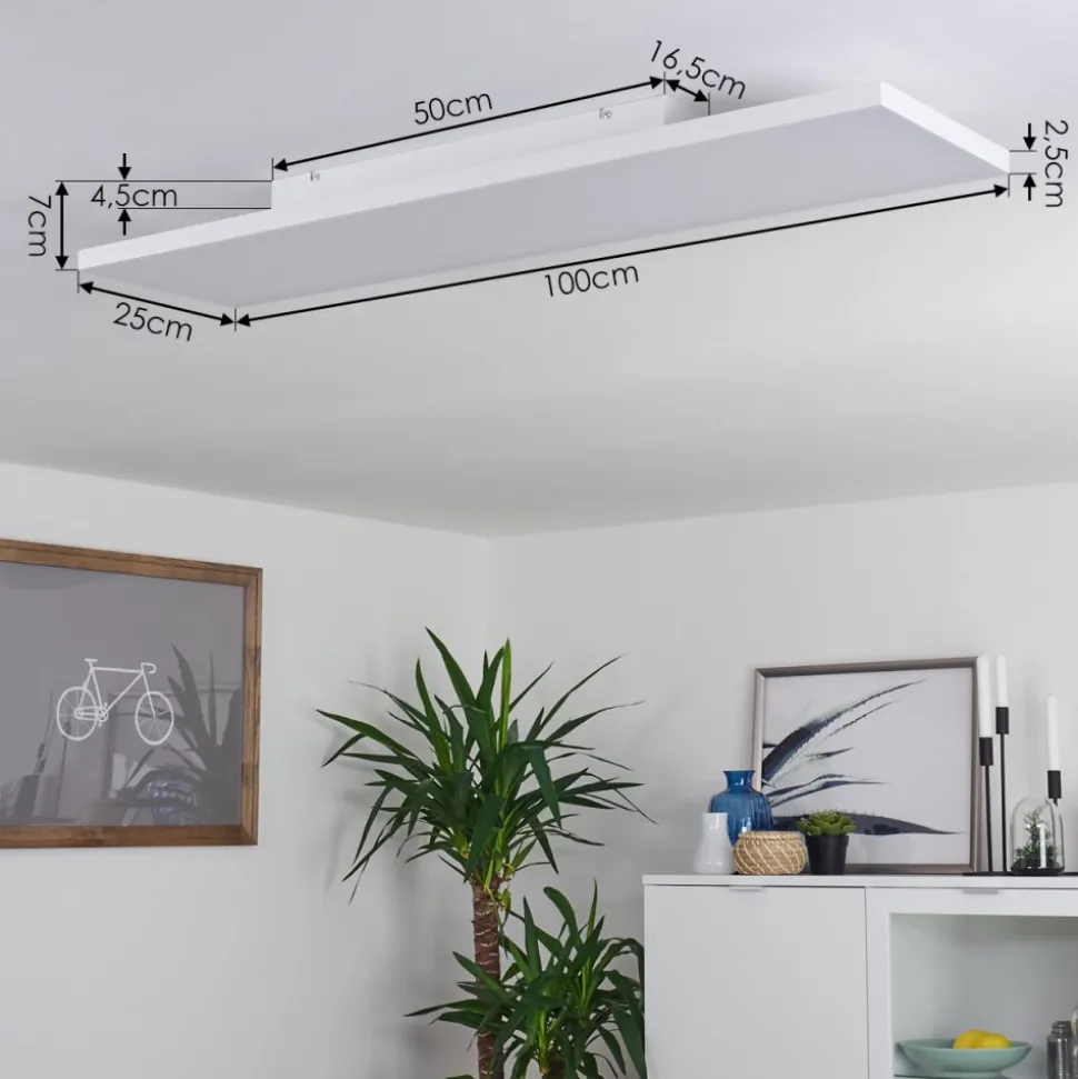 Plafonnier Buenaventura Led Blanc, 1 Lumiere, Telecommandes, Changeur De Couleurs