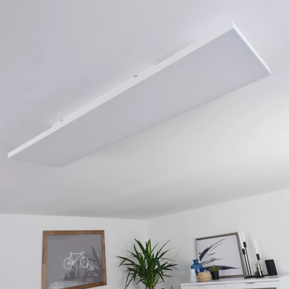 Plafonnier Buenaventura Led Blanc, 1 Lumiere, Telecommandes, Changeur De Couleurs