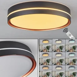 Plafonnier Cachalot Led Cuivre, Noir, 1 Lumiere, Telecommandes, Changeur De Couleurs