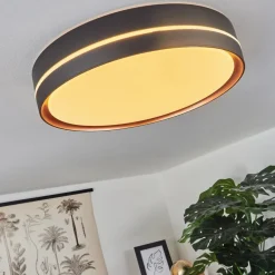 Plafonnier Cachalot Led Cuivre, Noir, 1 Lumiere, Telecommandes, Changeur De Couleurs