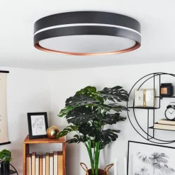 Plafonnier Cachalot Led Cuivre, Noir, 1 Lumiere, Telecommandes, Changeur De Couleurs