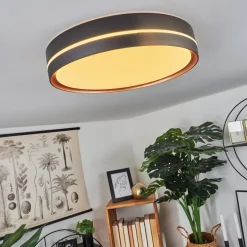 Plafonnier Cachalot Led Cuivre, Noir, 1 Lumiere, Telecommandes, Changeur De Couleurs
