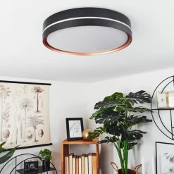 Plafonnier Cachalot Led Cuivre, Noir, 1 Lumiere, Telecommandes, Changeur De Couleurs