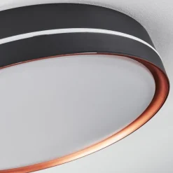 Plafonnier Cachalot Led Cuivre, Noir, 1 Lumiere, Telecommandes, Changeur De Couleurs