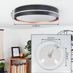 Plafonnier Cachalot Led Cuivre, Noir, 1 Lumiere, Telecommandes, Changeur De Couleurs