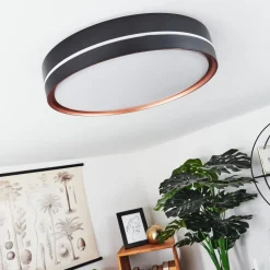Plafonnier Cachalot Led Cuivre, Noir, 1 Lumiere, Telecommandes, Changeur De Couleurs