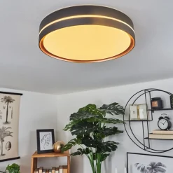 Plafonnier Cachalot Led Cuivre, Noir, 1 Lumiere, Telecommandes, Changeur De Couleurs
