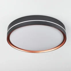 Plafonnier Cachalot Led Cuivre, Noir, 1 Lumiere, Telecommandes, Changeur De Couleurs