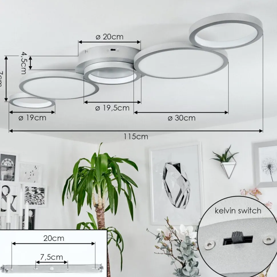 Plafonnier Carabajal Led Titane, 1 Lumiere