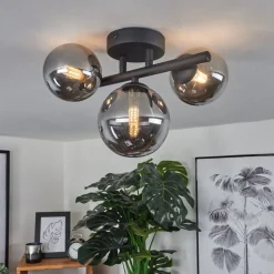 Plafonnier Chariton Led Noir, 3 Lumieres