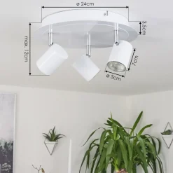 Plafonnier Chennai Led Chrome, Blanc, 3 Lumieres