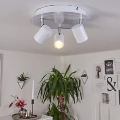 Plafonnier Chennai Led Chrome, Blanc, 3 Lumieres