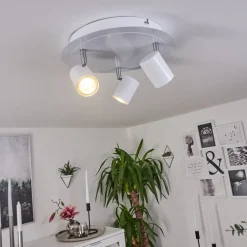 Plafonnier Chennai Led Chrome, Blanc, 3 Lumieres