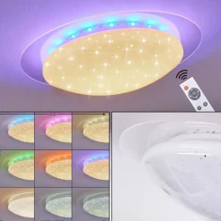 Plafonnier Cure Led Blanc, 1 Lumiere, Telecommandes, Changeur De Couleurs