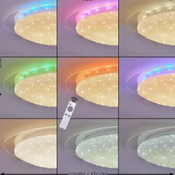 Plafonnier Cure Led Blanc, 1 Lumiere, Telecommandes, Changeur De Couleurs