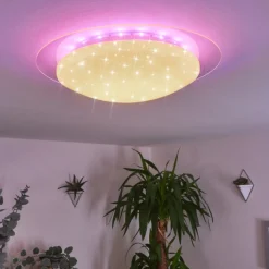 Plafonnier Cure Led Blanc, 1 Lumiere, Telecommandes, Changeur De Couleurs