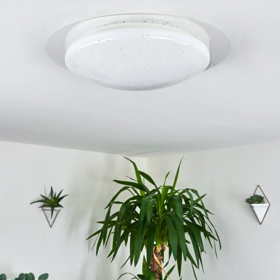 Plafonnier Cure Led Blanc, 1 Lumiere, Telecommandes, Changeur De Couleurs
