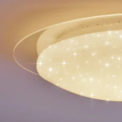 Plafonnier Cure Led Blanc, 1 Lumiere, Telecommandes, Changeur De Couleurs