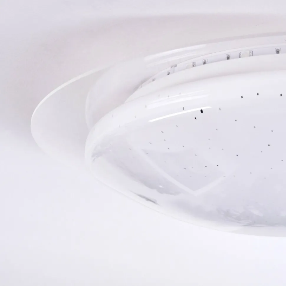 Plafonnier Cure Led Blanc, 1 Lumiere, Telecommandes, Changeur De Couleurs