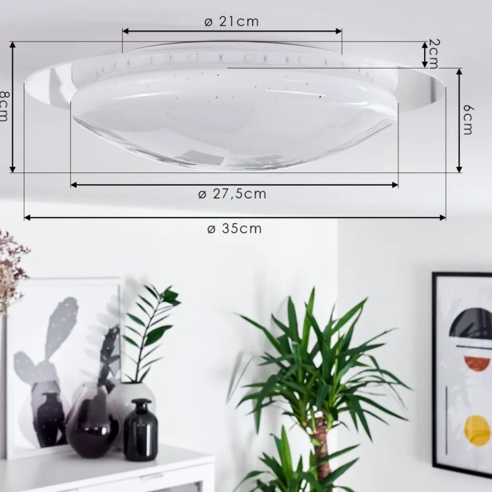Plafonnier Cure Led Blanc, 1 Lumiere, Telecommandes, Changeur De Couleurs