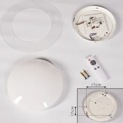 Plafonnier Cure Led Blanc, 1 Lumiere, Telecommandes, Changeur De Couleurs