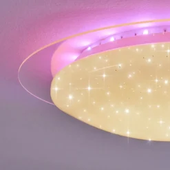 Plafonnier Cure Led Blanc, 1 Lumiere, Telecommandes, Changeur De Couleurs