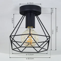 Plafonnier Denno Noir, 1 Lumiere