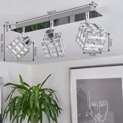 Plafonnier Desrue Chrome, Argente, 3 Lumieres