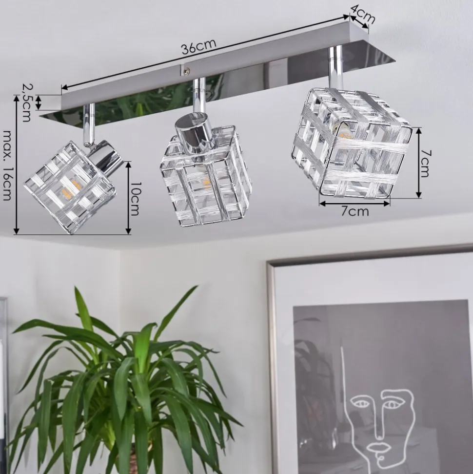Plafonnier Desrue Chrome, Argente, 3 Lumieres