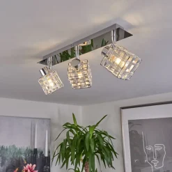 Plafonnier Desrue Chrome, Argente, 3 Lumieres