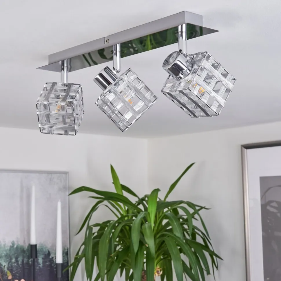 Plafonnier Desrue Chrome, Argente, 3 Lumieres