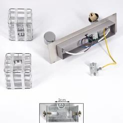Plafonnier Desrue Chrome, Argente, 2 Lumieres