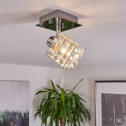 Plafonnier Desrue Chrome, Argente, 1 Lumiere