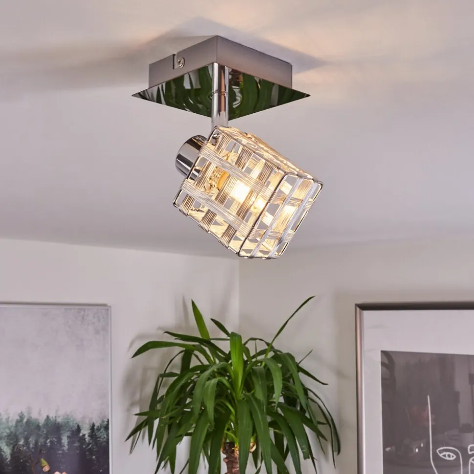 Plafonnier Desrue Chrome, Argente, 1 Lumiere