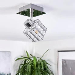 Plafonnier Desrue Chrome, Argente, 1 Lumiere