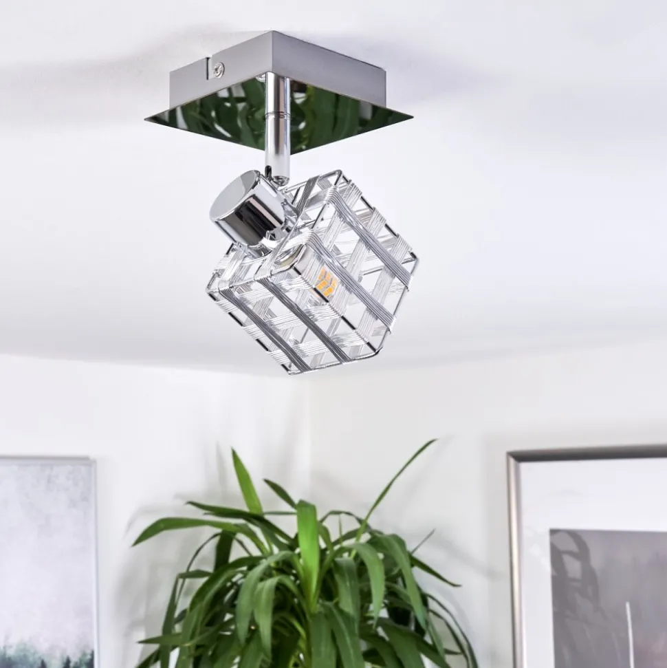 Plafonnier Desrue Chrome, Argente, 1 Lumiere