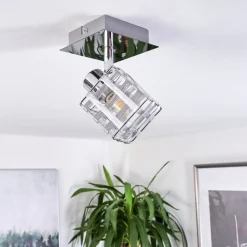 Plafonnier Desrue Chrome, Argente, 1 Lumiere