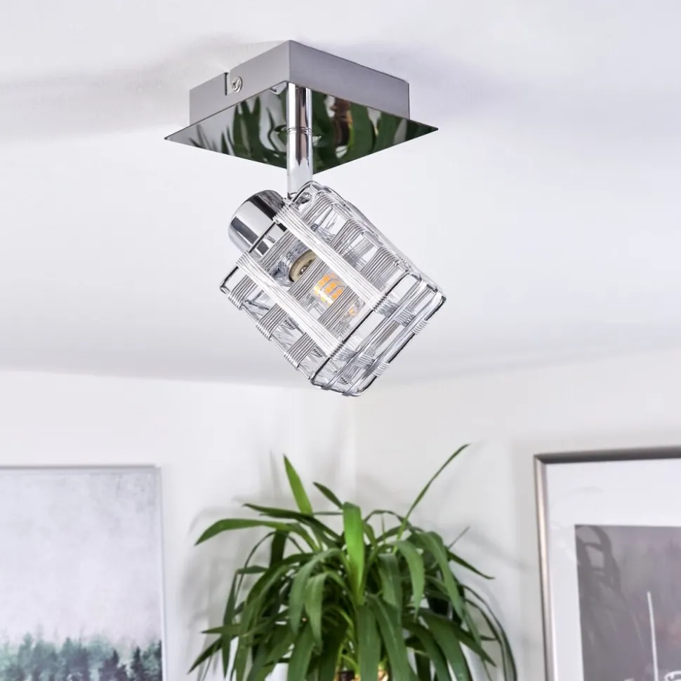 Plafonnier Desrue Chrome, Argente, 1 Lumiere