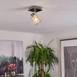 Plafonnier Desrue Chrome, Argente, 1 Lumiere