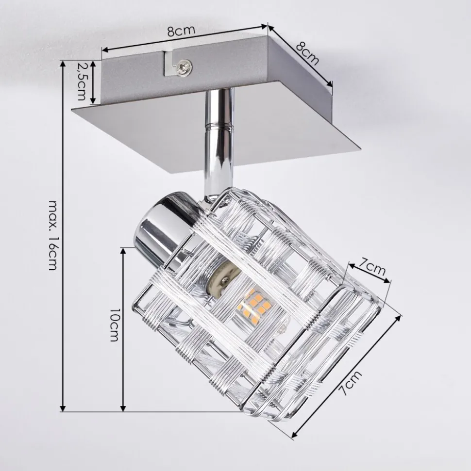 Plafonnier Desrue Chrome, Argente, 1 Lumiere