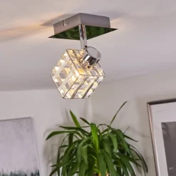 Plafonnier Desrue Chrome, Argente, 1 Lumiere