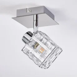 Plafonnier Desrue Chrome, Argente, 1 Lumiere