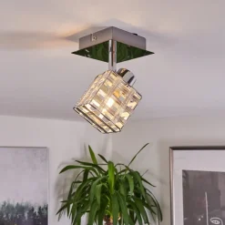 Plafonnier Desrue Chrome, Argente, 1 Lumiere