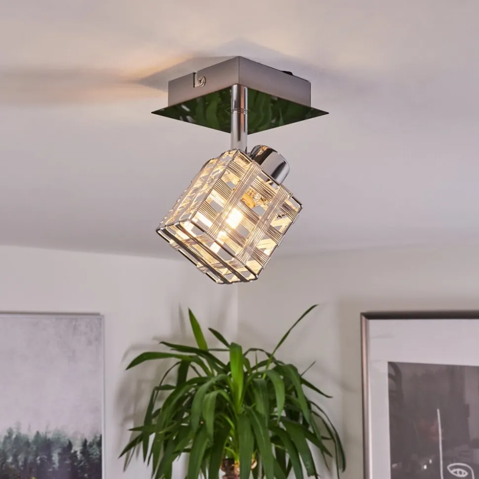 Plafonnier Desrue Chrome, Argente, 1 Lumiere