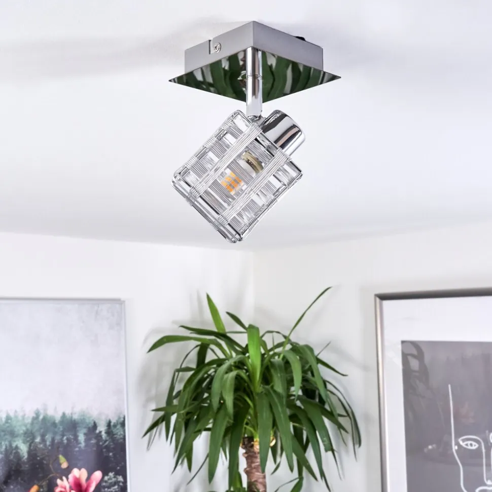 Plafonnier Desrue Chrome, Argente, 1 Lumiere